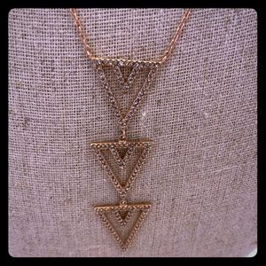 Stella & Dot rose gold pave necklace and earrings.